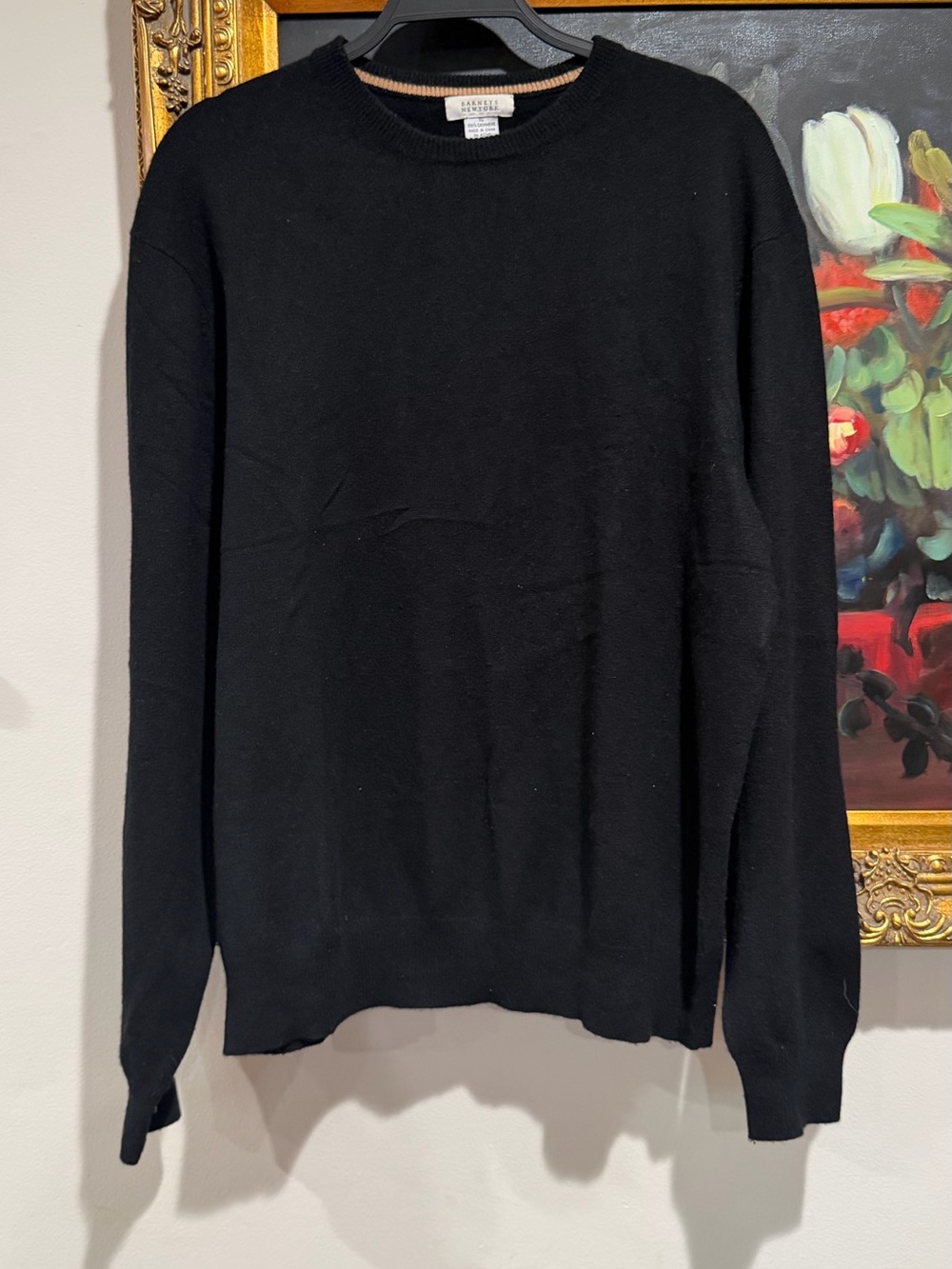 Barneys New York Black 100 % Cashmere Crewneck Sweater